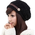 thumbnail image 4 of Gorros de lana para mujer, gorro de esquí de lana cálido de invierno tejido a crochet elástico, 4 of 5