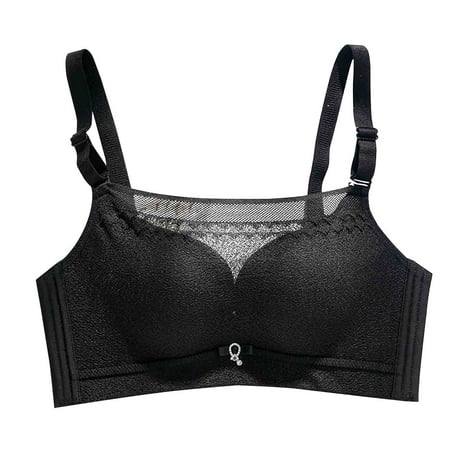 Gnurob Women s Push Up Bra Wireless Bandeau Beauty Back Smoothing Bra Removable Straps Bralettes Thin Cup Bralette Comfort Sheer Padded Brassiere Clearance Saving Black 32/70AB