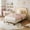 Beige Without Drawer, variant on CazToi Twin Smart LED Platform Bed Frame with RGB Lights & Bear Headboard Velvet Upholstered No Box Spring Needed