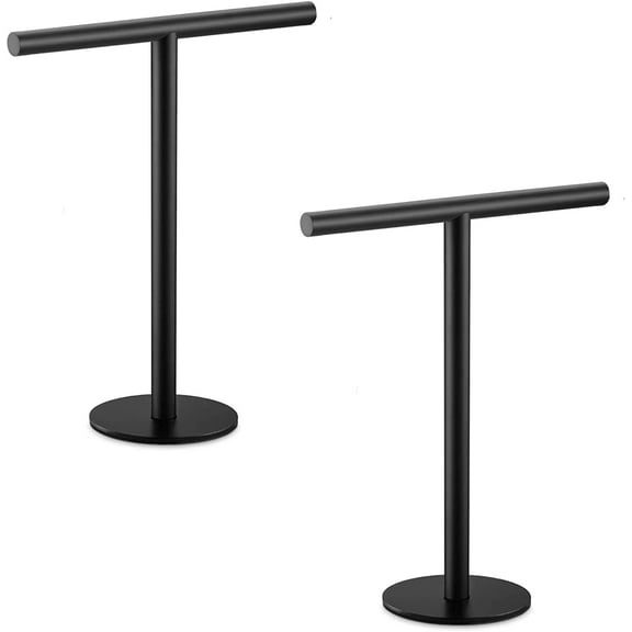 Licperron Matte Black T-Shape Towel Rack Stand for Bathroom and Kitchen Vanity Countertop, Modern Towel Holder，1 Pack