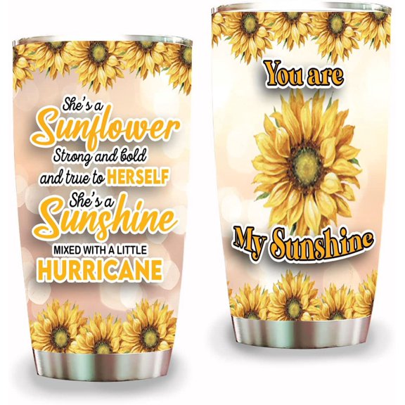 She''s A Sunflower Strong And Bold And True To Herself Sunflower Tumbler with Lid Double Wall Tumbler Stainless Steel 20oz Travel Coffee Mug, Sunflower Mugs for Women, Sunflower Mug