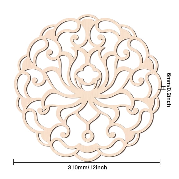 1 pc Laser Cut Wooden Wall Sculpture Torus Wall Art Home Decor Meditation Symbol Yoga Hanging Artwork Flower BurlyWood 310x6mm