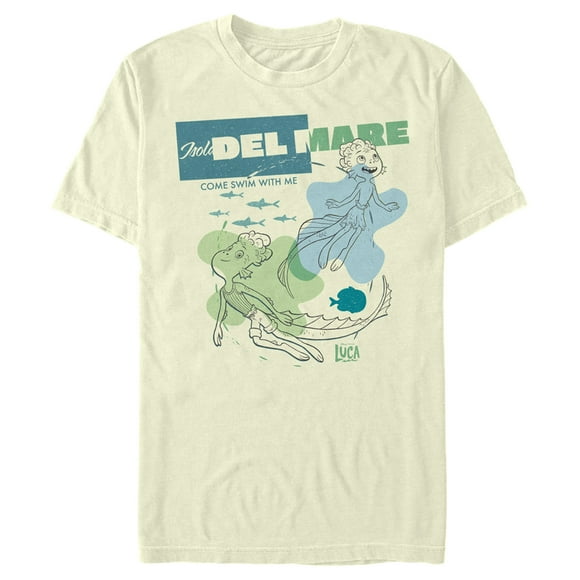 Men's Luca Isola Del Mare Come Swim With Me  T-Shirt - Beige - Small