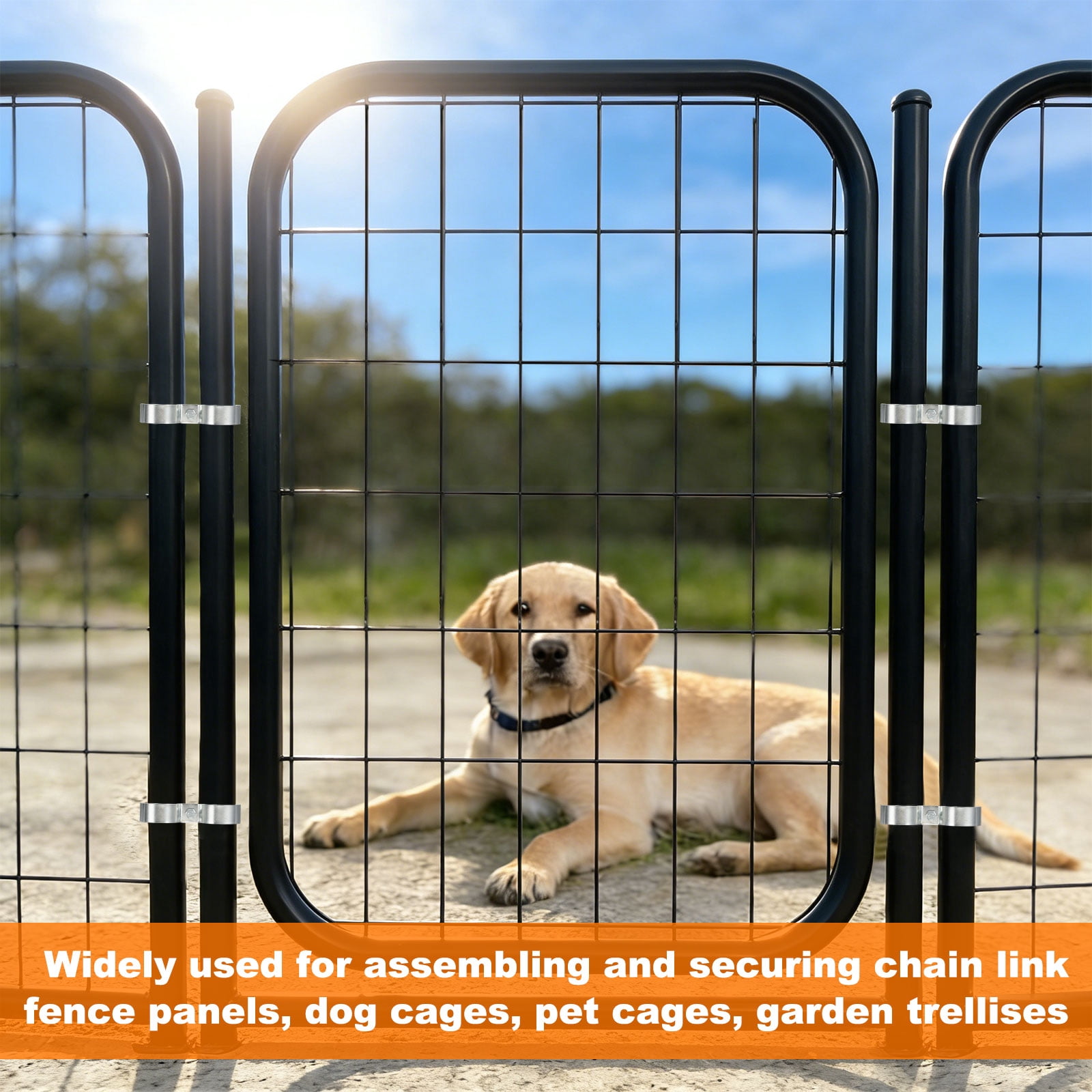 Uxcell 12pcs Chain Link Fence Panel Clamps 1" Galvanized Dog Kennel Clamps Fence Connector Temporary Dog Cage Hardware Parts with Bolts and Nuts for Round Pipe Panel Frame Cage