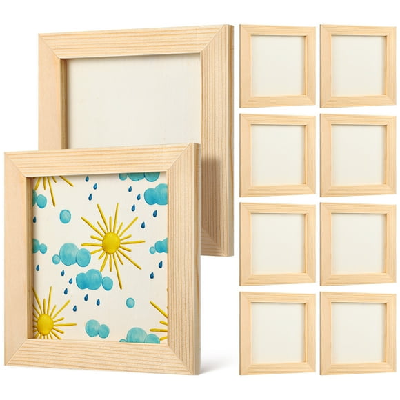 10 Pcs Cadres Photo en Bois Non Finis Cadres Photo Bricolage Cadres Photo en Bois pour Projets d'Artisanat Peinture
