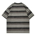 thumbnail image 4 of Taqqpue Men's Cotton Striped Shirts 3/4 Sleeve Oversized Harajuku Loose Crew Neck Summer Casual Streetwear Pullover Tee Tops, 4 of 5