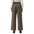 thumbnail image 3 of Pantalón de trabajo de cuadros para mujer INSPIRE CHIC, de pata ancha, recto y largo, en marrón, con diseño de espiga vintage, 3 of 5
