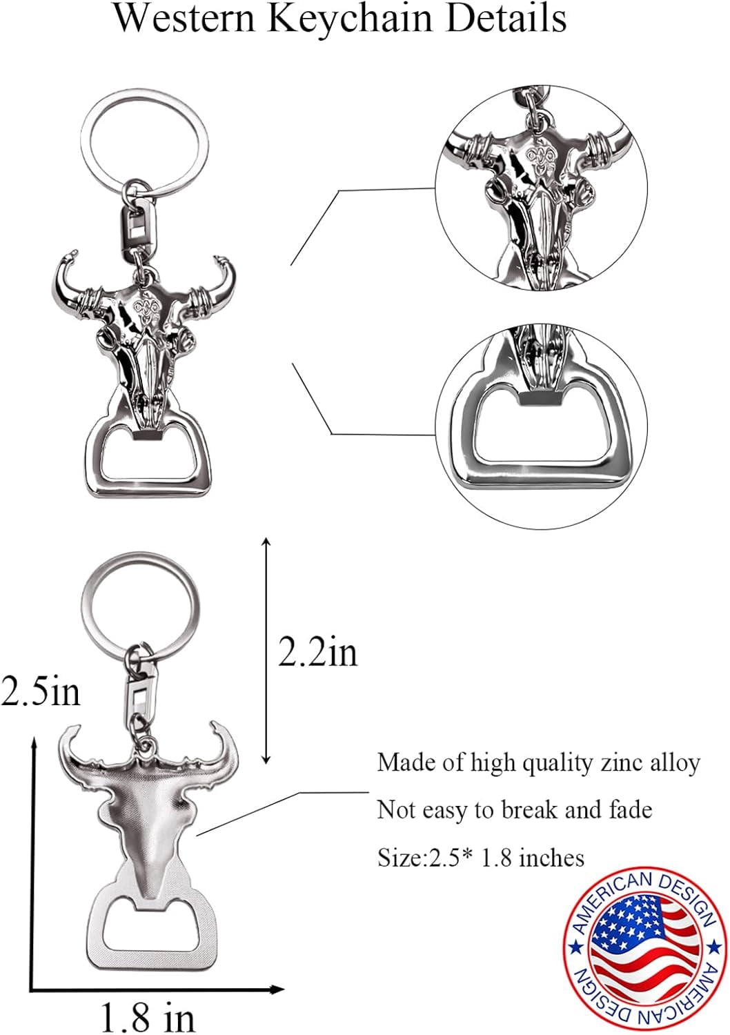 MKEUDQ-Western Keychain Bottle Opener Cowboy Longhorn Bottle Opener Keychain Tool Vintage Key Ring for Western Accessories