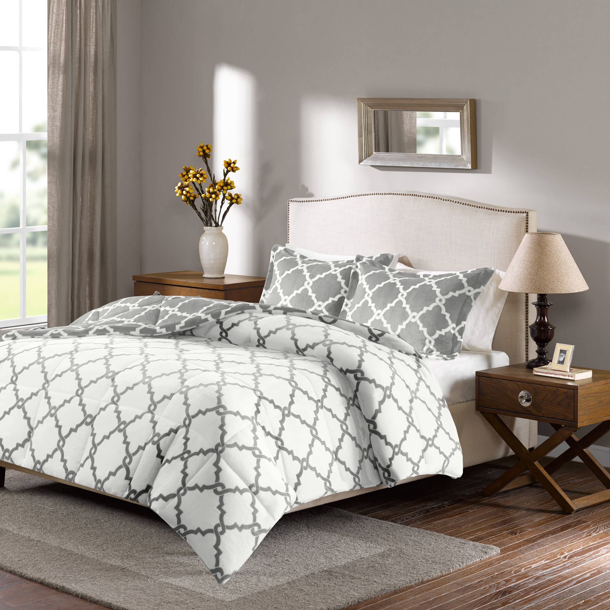 True North by Sleep Philosophy 2-Piece Grey Reversible Plush Microvelour Print Comforter Set, Twin - image 3 of 4