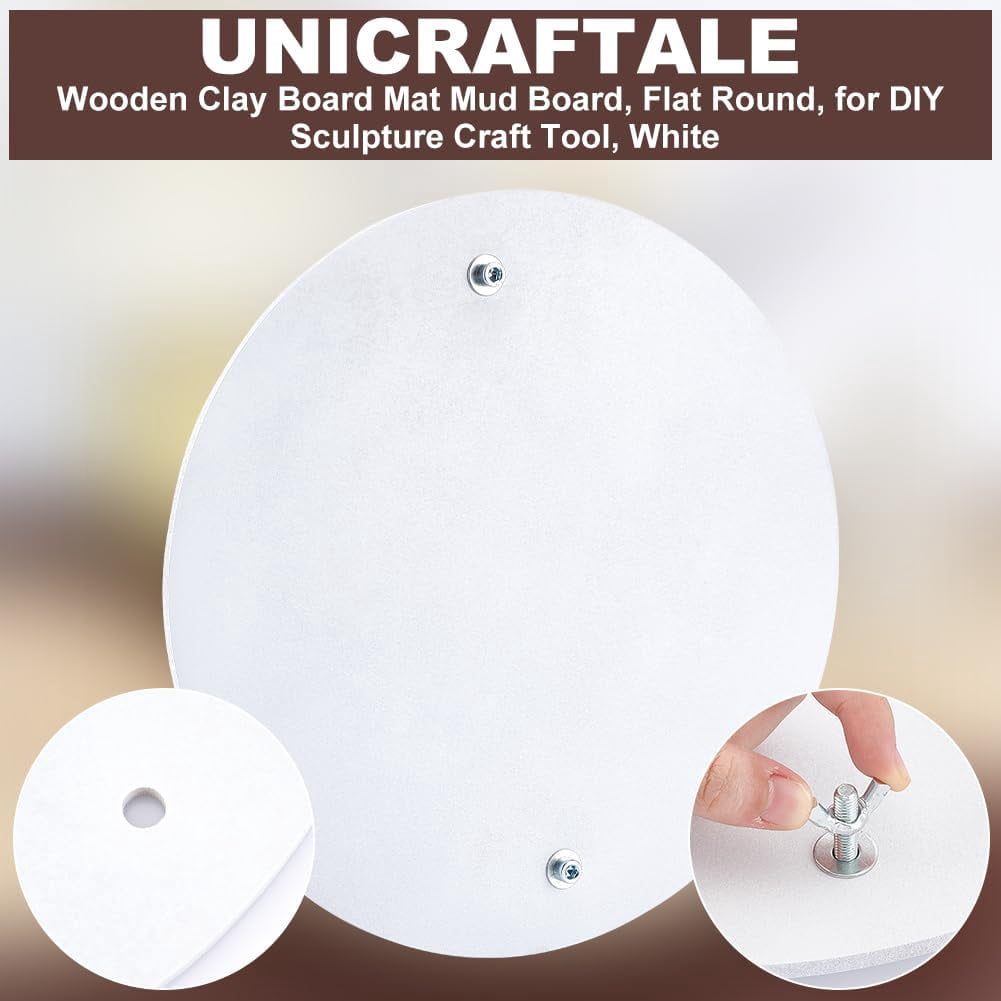 2 Set White Wooden Clay Board Mat Mud Board Flat Round Pottery Wheel 30cm Round Clay Throwing Bats for Clay Crafts Arts Ceramics Pottery for Pottery Wheel Portable Clay Wedging Board