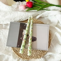 Nkmbld Taper Candles for Home Decoration, Flower Printed Long Pole Candle Romantic Wedding Candlelight Dinner Decoration, Green