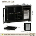 thumbnail image 3 of Wine Bar Cabinet with LED Lights & Fridge(lncluded), Mini Fridge Cabinet with Wine Storage, Human Body Sensor, Sideboard Buffet for Kitchen Dining Room, Black, 3 of 9