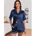 thumbnail image 3 of Ekouaer Womens Satin Pajamas Set Button Down Silk 2 Piece Pj Sets Ruffled Short Sleeve Sleepwear, 3 of 6