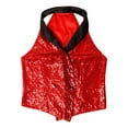 thumbnail image 5 of Zaldita Women's Sequins Blazer Vest Sleeveless Sparkle Jacket Waistcoat Halter Neck Vest for Cocktail Party Red XXL, 5 of 7