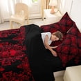 thumbnail image 5 of Homewish Bohemian Skull 7 Pieces Full Size Bedding Sets,Black Red Damask Full Size Bed in a Bag,Halloween Bed Set,Black Reversible, 5 of 8