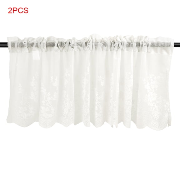 Xingzhi 2 Pcs Dentelle Café Cuisine Volant Drapé Cantonnière Semi-Transparent Voile Rideaux Traitement de Fenêtre