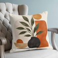 thumbnail image 6 of 16x16 Pillow Covers Set of 2, Boho Leaves Throw Pillow Covers Decorative Couch Cushion Case, Middle Century Abstract Orange Beige Art Microfiber Square Pillowcases for Bedroom Car Living Room, 6 of 9