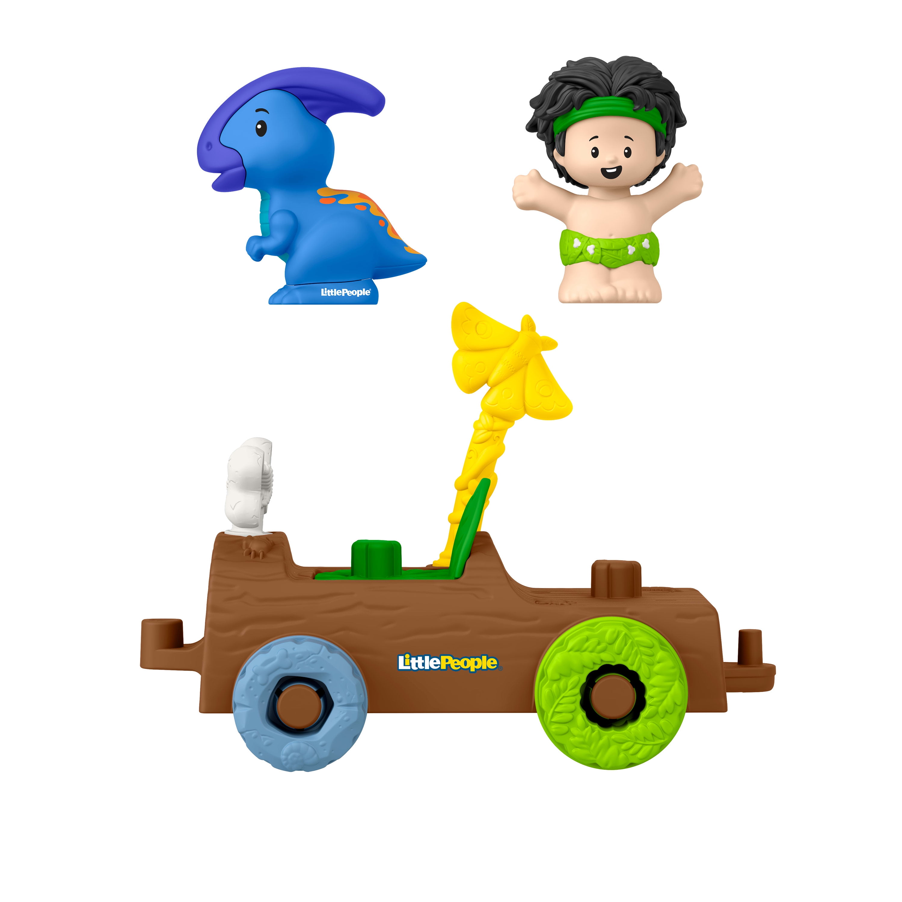 Fisher-Price Little People Dinosaur Parade Log Car & Figure Set Toddler Toy, 3 Pieces - Walmart Exclusive