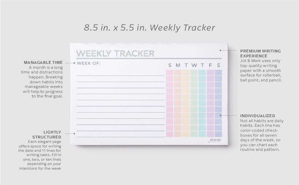 Jot & Mark Weekly Habit Tracker Notepad Pastel 