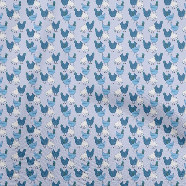 oneOone Polyester Spandex Light Blue Fabric Birds Rooster Craft Projects Decor Fabric Printed By The Yard 56 Inch Wide