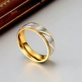 thumbnail image 6 of 18K Gold Plated Titanium Steel Silver Brushed Band Wedding Jewelry Couple Rings, 6 of 8