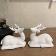 thumbnail image 2 of Porcelain Reindeer Figurines, Pack 2 Mini Animal Reindeer Decor Deer Statues Sculpture Tabletop Ornaments for Cabinet Mantel Shelves Fireplace Home Décor Accents Collectible Figurines, 2 of 5