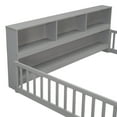 thumbnail image 4 of Noble House Lester Full Size Floor Bed, Pine Wood Frame with Side Bookcase, Shelves, and Guardrails for Kids, Grey, 4 of 11