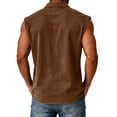 thumbnail image 4 of Evdexr Mens Tank Tops Sleeveless Distressed Shirts Summer 2026 Henley Classic Button Down Beach Tee Shirt Washed Lightweight Polo Shirts with Pocket Camel 3XL, 4 of 5