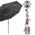 thumbnail image 3 of Yescom 11 Ft 3 Tier Patio Umbrella with Solar LED UV70+ Crank Tilt Button, 3 of 12