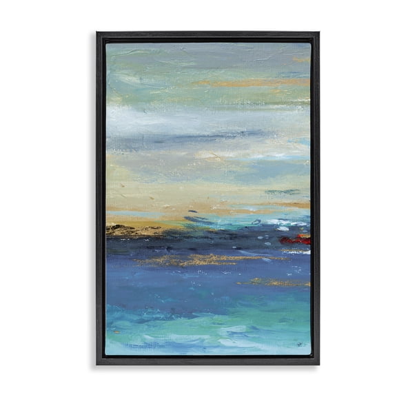 Stupell Industries Modern Ombre Ocean View Black Floating Frame Canvas Art, 17 x 25, by Patricia Pinto