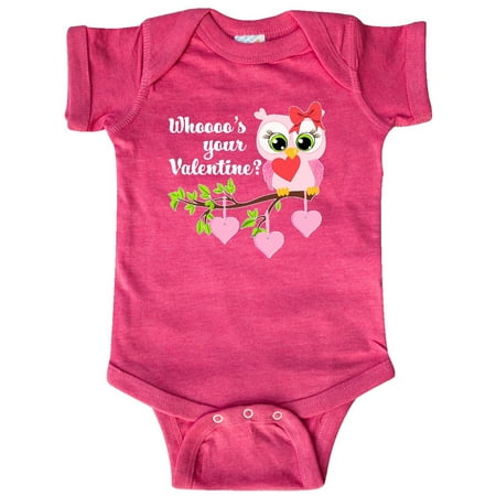 

Inktastic Whoooo s Your Valentine with Cute Pink Owl Gift Baby Boy or Baby Girl Bodysuit