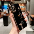 thumbnail image 4 of Phone Case for Samsung Galaxy A24 4g 6.5" with Elegant Heart Bracelet Strap Luxury Plating Cute Love Heart Cover with Hand Chain for Women Camera Protection Soft Shockproof Bumper (Black), 4 of 6