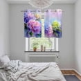 thumbnail image 6 of 2 Panels Kitchen Tier Curtains 39 Inch Length, Pink Purple Floral Grommets Window Treatment Curtain, Spring Hydrangea Flower Fantasy Botanical Thermal Curtains Drapes for Living Room/Bathroom, 6 of 9