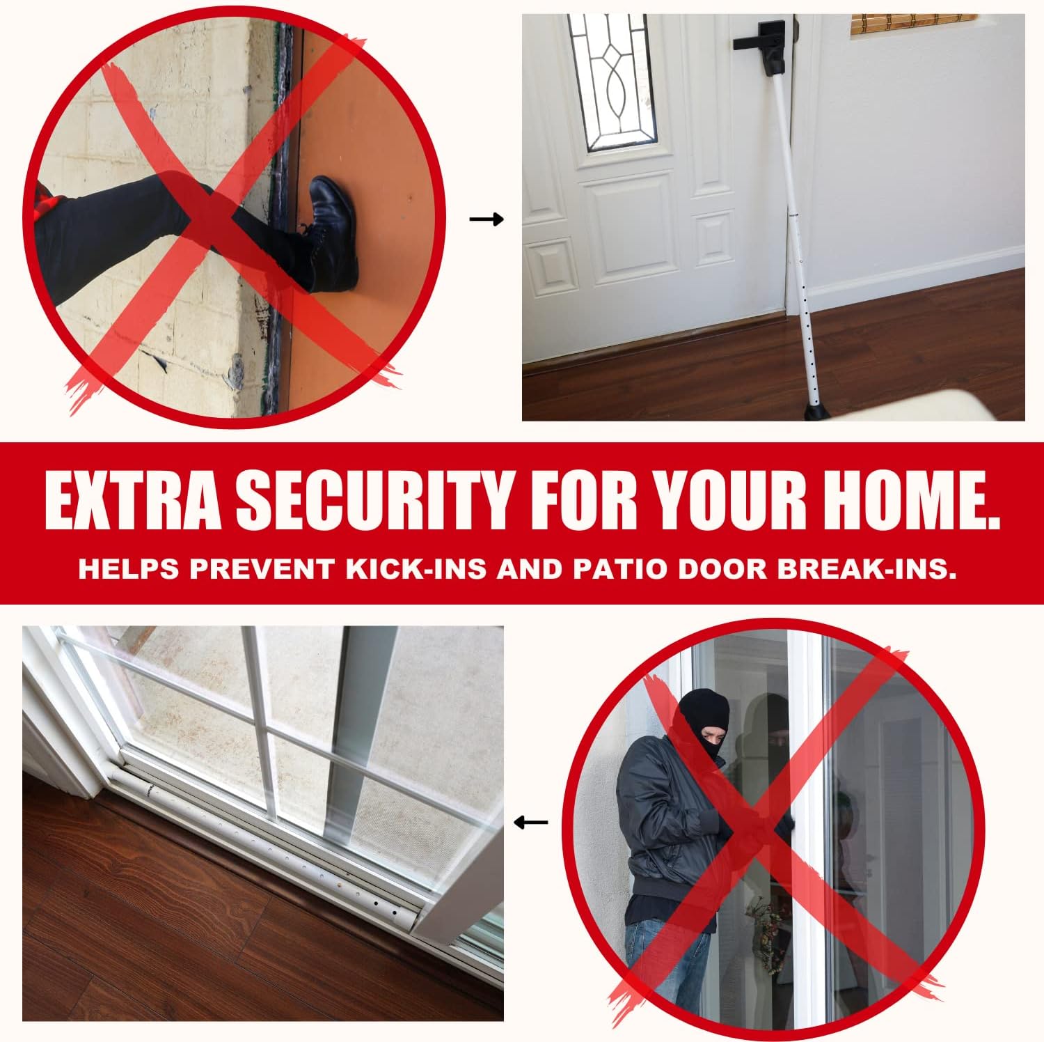 SecurityMan Adjustable Door and Patio Security Bar White photo 4
