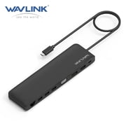 WAVLINK USB C Docking Station,Triple Display Type C Adapter for MacBook Pro,Dell XPS 13/15,HP,Lenovo Yoga(HDMI,DisplayPort,VGA,Ethernet,2 USB 3.0/2.0,SD/TF Card Reader,3.5mm Audio,100W PD3.0)