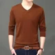 thumbnail image 2 of Suéteres de punto para hombre, cuello en V, ropa para hombre, pulóveres, camiseta negra, color sólido, liso, informal, clásico, ajustado, tejido, nuevo en oferta, tallas S, 2 of 5