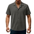 thumbnail image 7 of ZVNAΖH Men's Casual Textured Short Sleeve Shirt, Plain Button Down Cuban Collar Top for Daily & Vacation, S-3XL, 7 of 7