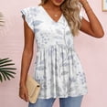 thumbnail image 5 of ADSSDQ Womens Summer Print Tank Tops 2026 Babydoll Shirts Ruffle Sleeve Spring Dressy Casual Loose Blouses White 2XL, 5 of 7