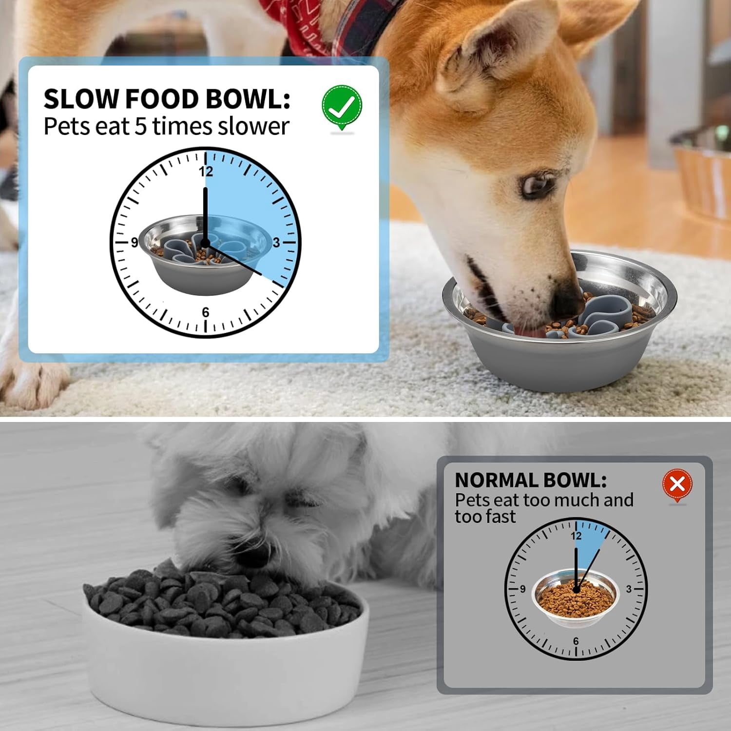 Slow Feeder Dog Bowls Insert,  Soft Silicone Slow Eating Dog Bowl Insert with Suction Cups for Small, Medium and Large Dogs(Grey M)