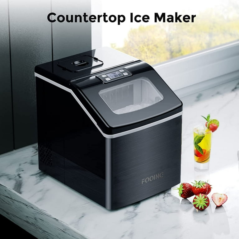 Ice Maker Machine Countertop Fooing 40Lbs/24H Portable Compact Ice Cube  Maker with LED Display Perfect for Parties Mixed Drinks, Electric Ice Makers  with Ice Scoop and Basket, Black 