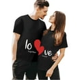 thumbnail image 4 of Chemises Assorties pour Couples T-shirts Imprimé Cœur de la Saint-Valentin Style Décontracté Col Rond Manches Courtes Tunique Classique T-Shirt Ample Confortable Doux Respirant Blouse pour Lui et Elle Tee Noir TG, 4 of 6