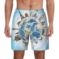 thumbnail image 3 of Uemuo World Travel Pattern Mens Swim Trunks Quick Dry Board Shorts with Mesh Lining, Stretch Beach Shorts Quick Dry No-Chafing Board Shorts-Small, 3 of 9