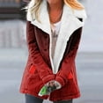 thumbnail image 2 of Womens Loose Fuzzy Fleece Gradient Lapel Single Breasted Buttons Jacket Hooded Coat, 2 of 6