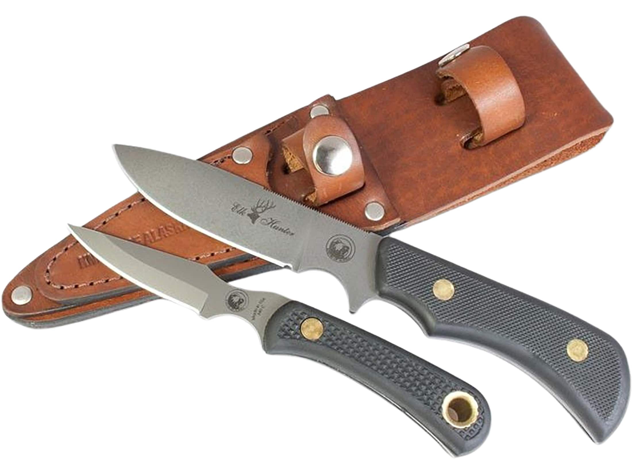 Knives of Alaska Trekker Elk Hunter/Cub Bear Combo Fixed Blade Knife Set D2 Tool Steel Blades SureGrip Handle Black