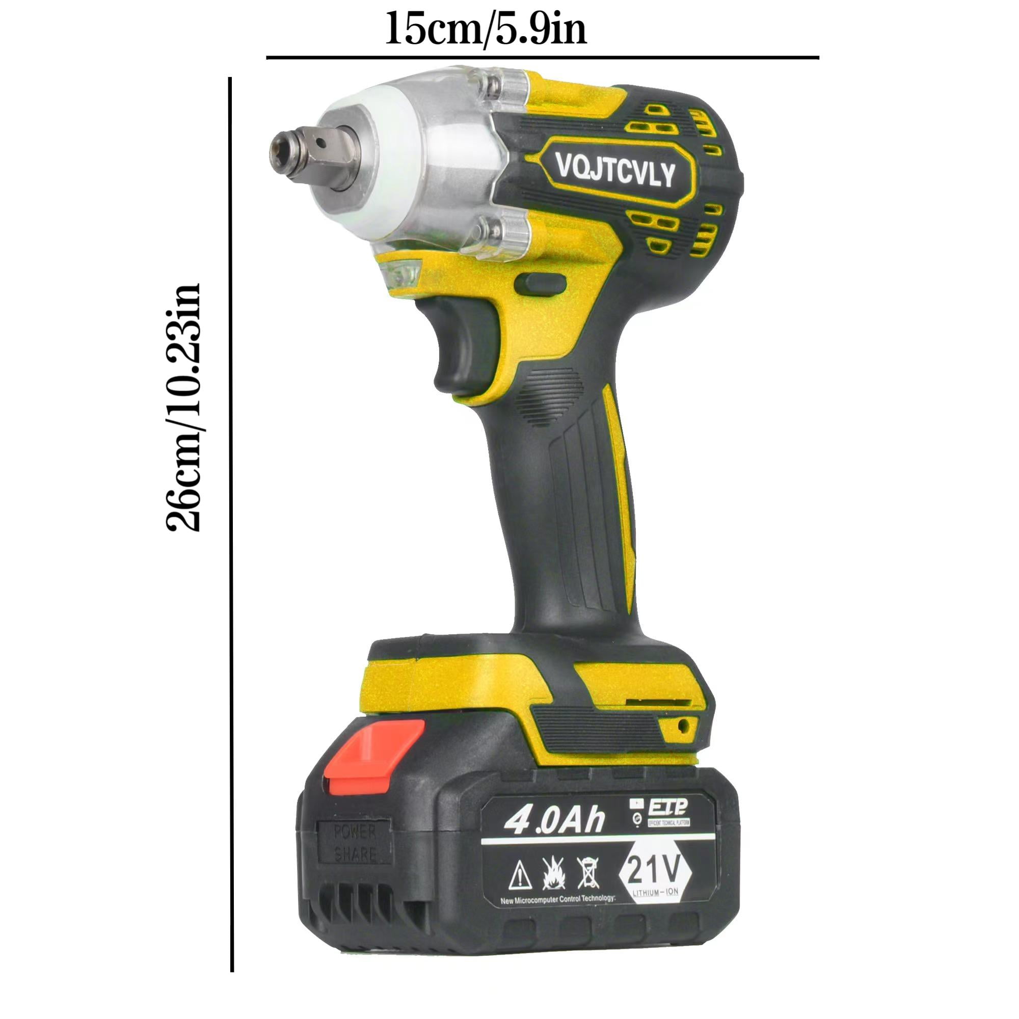 VQJTCVLY  Brushless impact driver, 21V Cordless impact wrench 1/2 Inch, 2 × 4.0Ah impact drill tool set, 5 Sockets, 7 Drill, 6 Screws for Car Home Truck Mower Father Dad Husband, Yellow