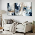 thumbnail image 2 of 3Pcs Framed Navy Blue Wall Art Abstract Modern Brown Watercolor Canvas Posters Prints Minimalist Neutral Wall Decor Pictures for Living Room Bedroom Home Decoration 12x16in, 2 of 6