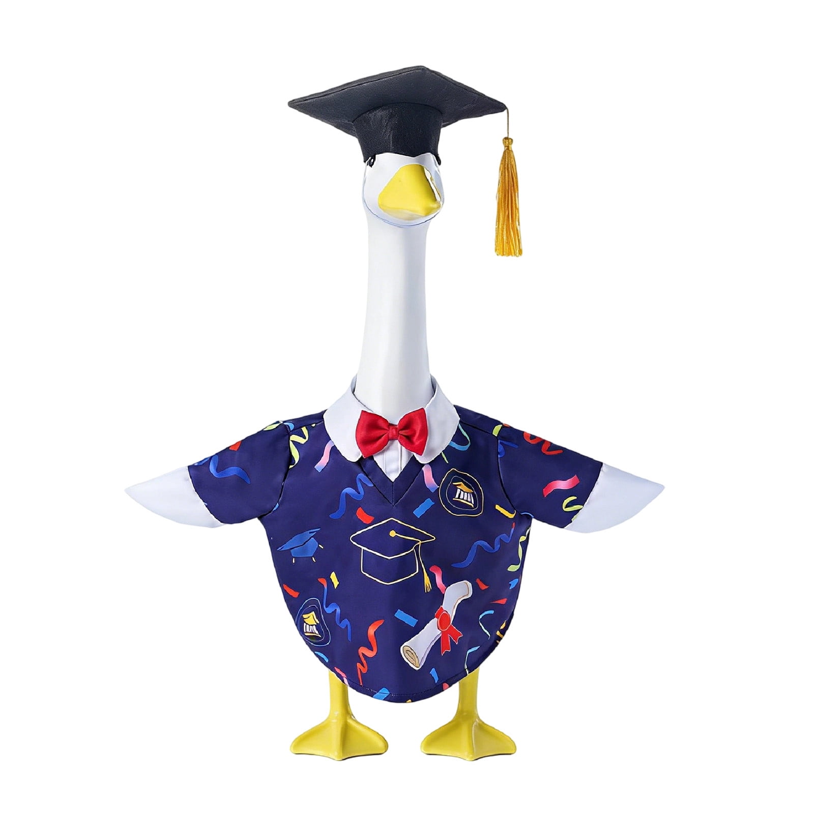 Graduate Gooses Outfit, Porch Clothes, Garden Decoration, 23-Inch Cement Goose Outfit, Durable Material, Colorful Graduation-Themed Yard and Lawn Decoration
