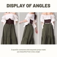 thumbnail image 2 of IROOZIGOTO Womens Renaissance Medieval 4 Piece Costume Set Off Shoulder Short Sleeve Tiered Maxi Skirt with Corset Belt White Olive Green for Cosplay Halloween Party, 2 of 9