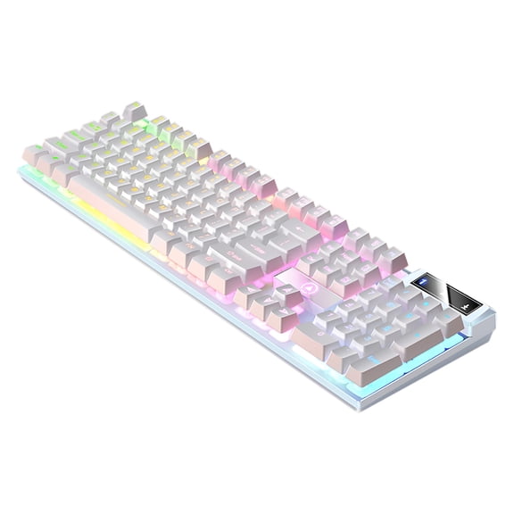 GJX 2026 New Gaming Keyboard Usb Wired Floating Keyboard,Ergonomic Water-Mechanical Feeling Keyboard,Ultra-Slim Led Backlit Keyboard for Desktop,Computer Keyboard White