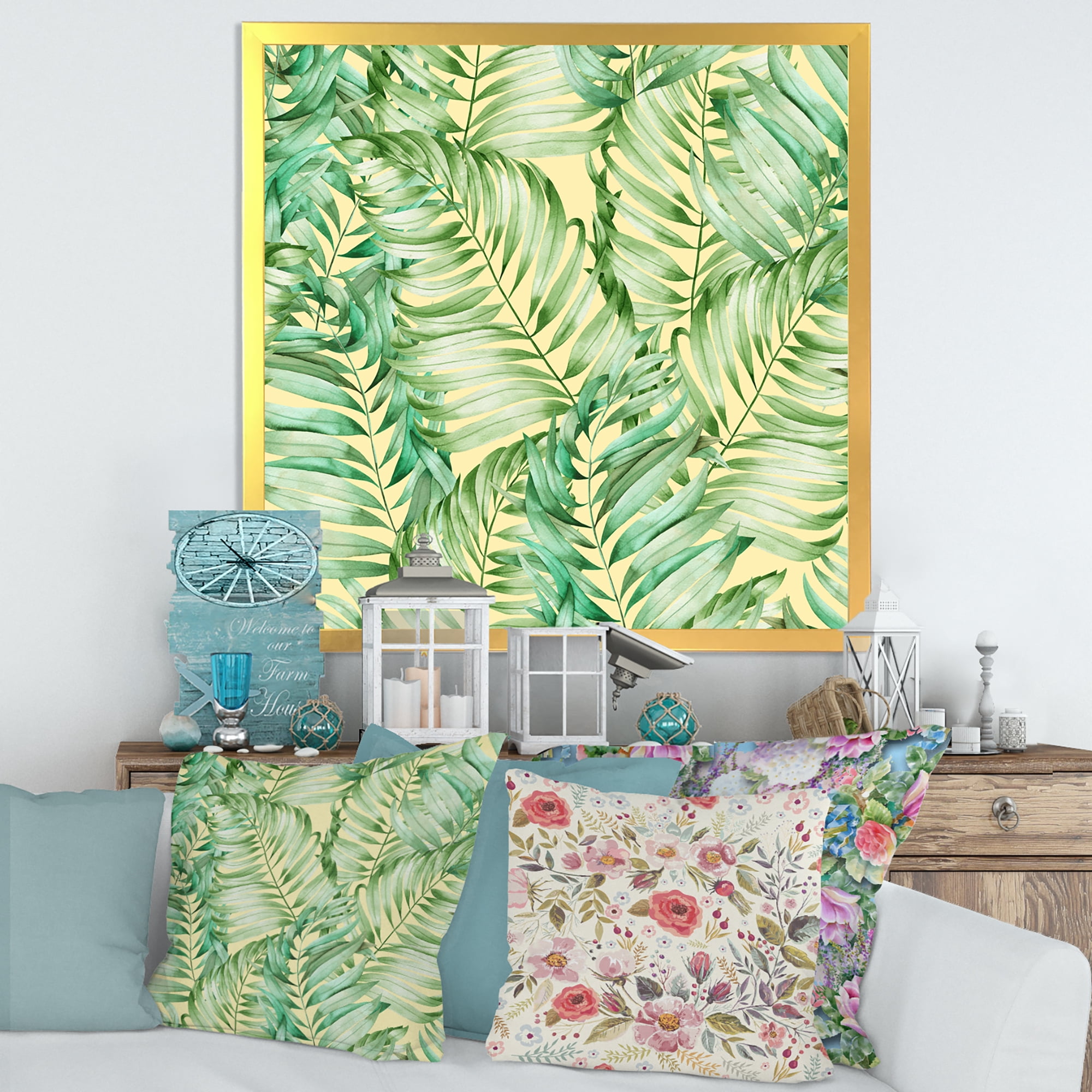 Designart 'Tropical Green Leaves of Monstera' Tropical Framed Art Print
